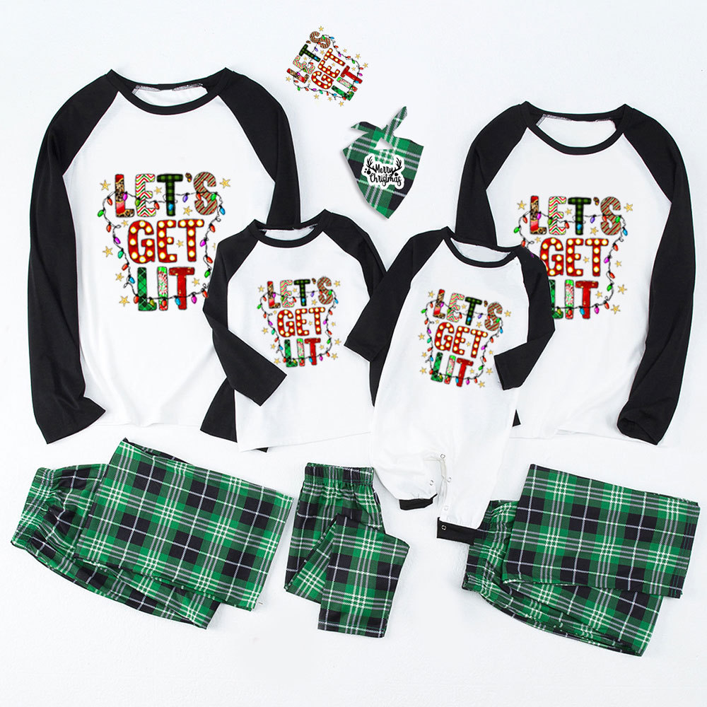 Let's Get Lit Christmas Family Matching Pajamas
