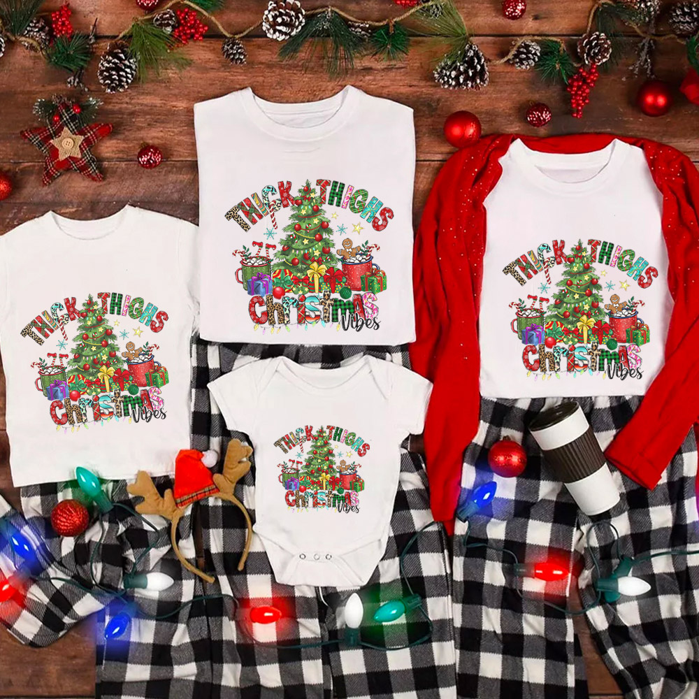Thick Thighs Christmas Vibes Family Matching Shirt