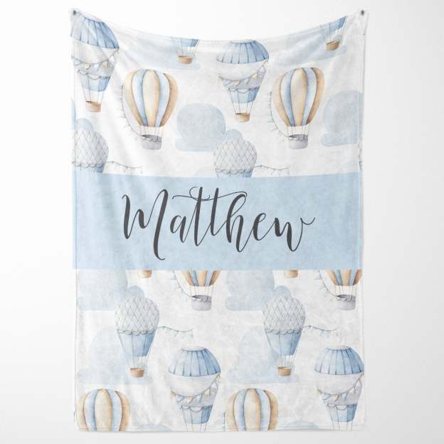 Personalized Hot Air Balloon Baby Flannel Blanket