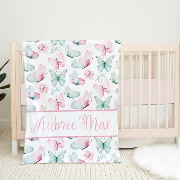 Butterfly Nursery Baby Flannel Blanket
