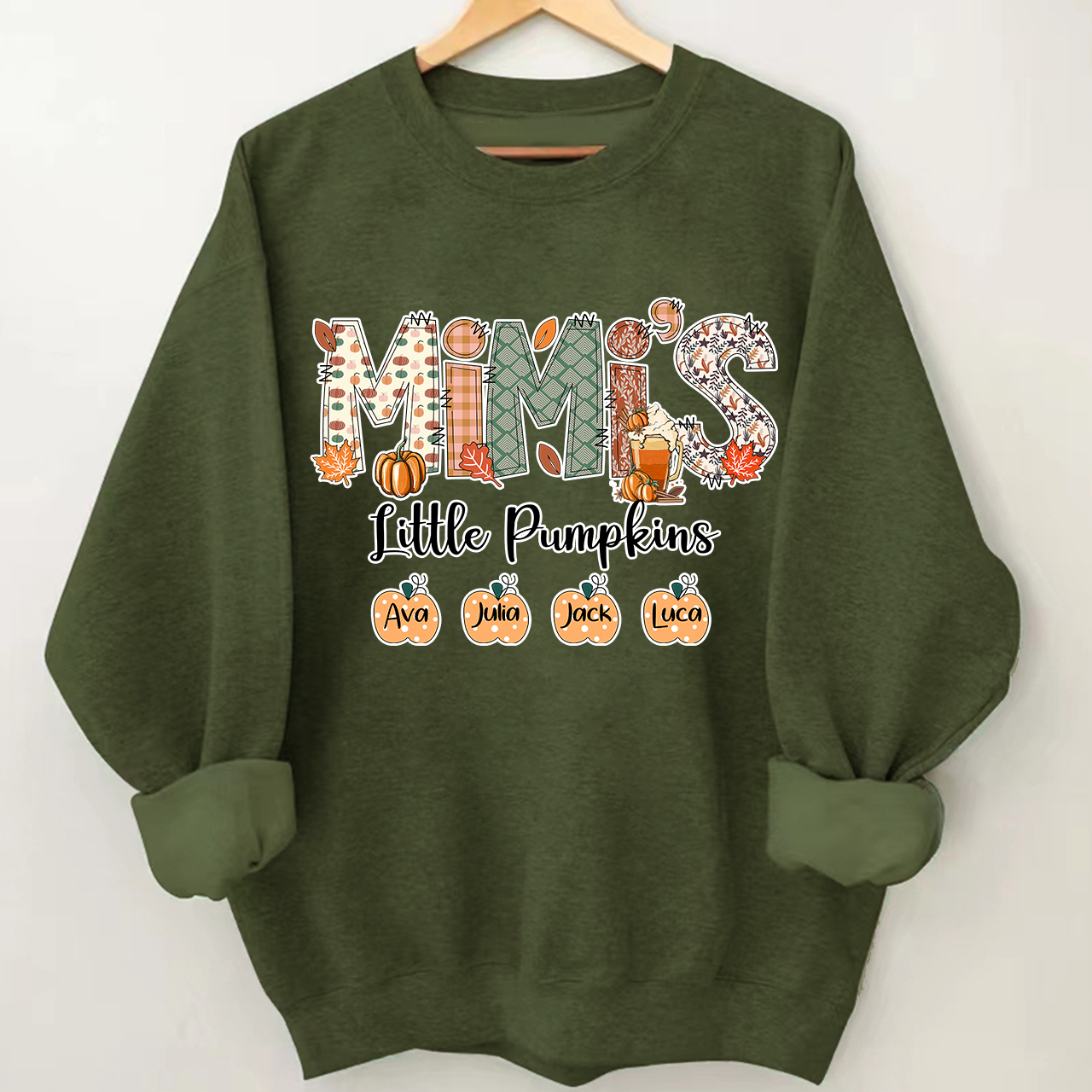 Personalized Fall Pumpkins Sweatshirt With Kids Name