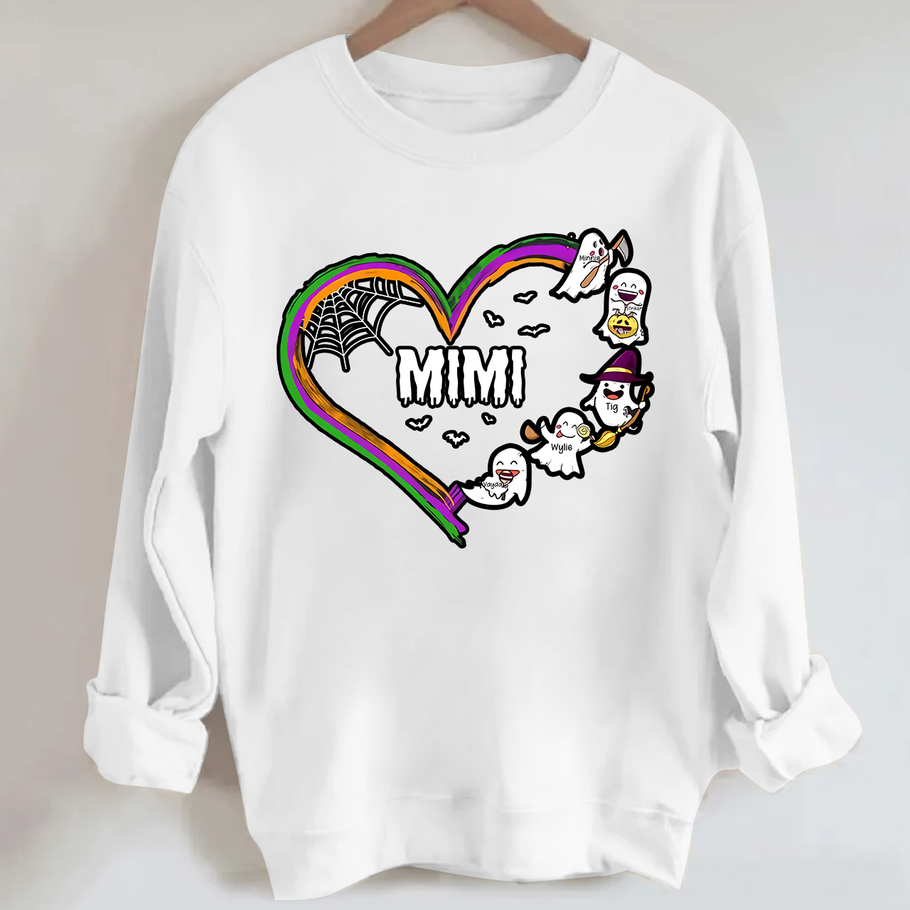 Personalized Halloween Hart Sweatshirt With Kids Name