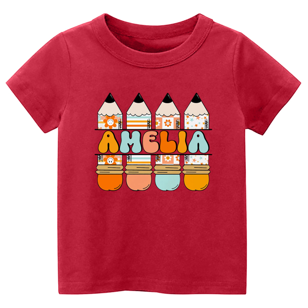 Personalized Pencil Kids Name Back To School Toddler Shirts