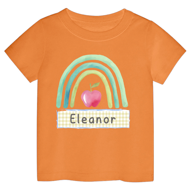 Personalized Apple Rainbow Name Monogram Kids Shirt