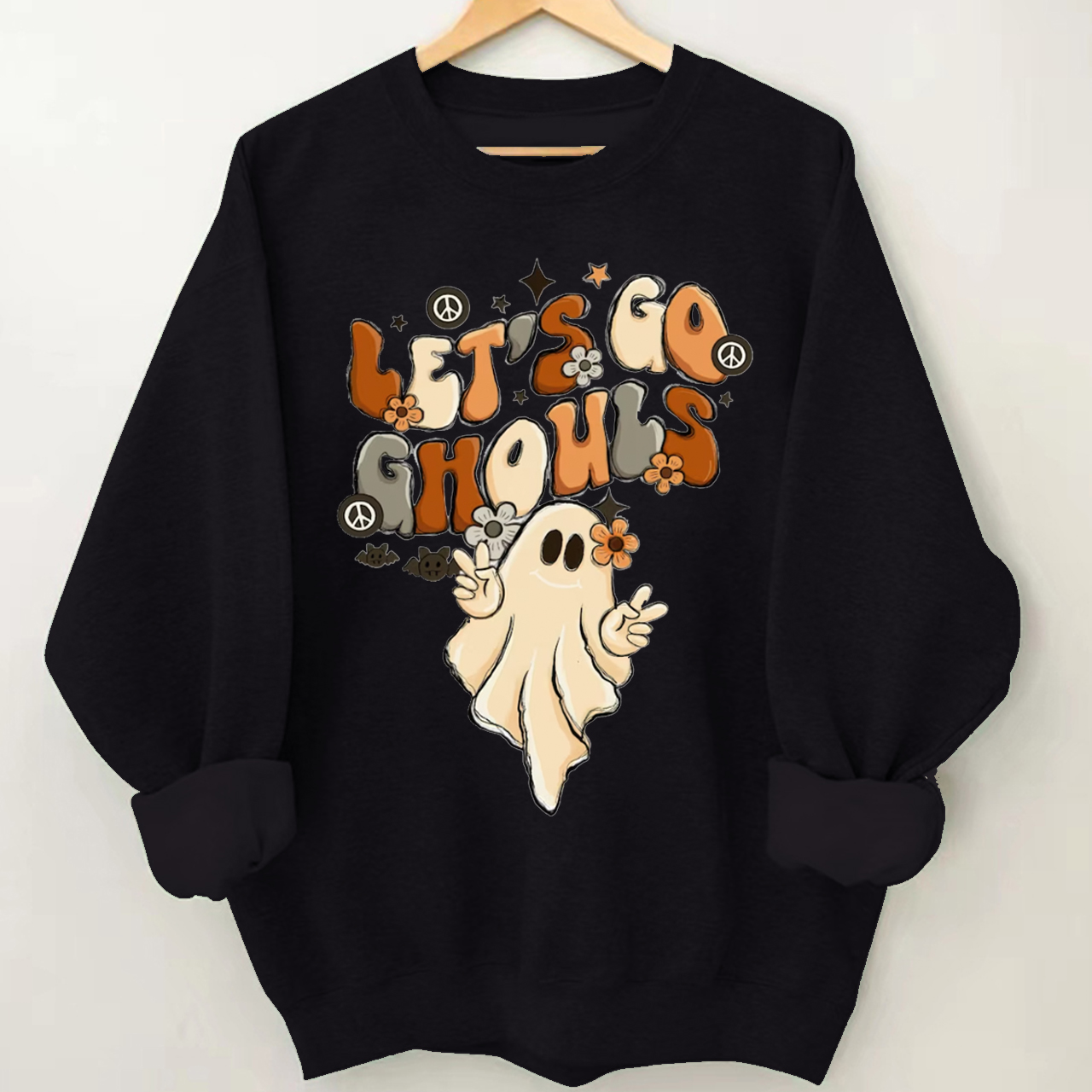 Vintage Halloween Sweatshirt-Lets Go Ghouls