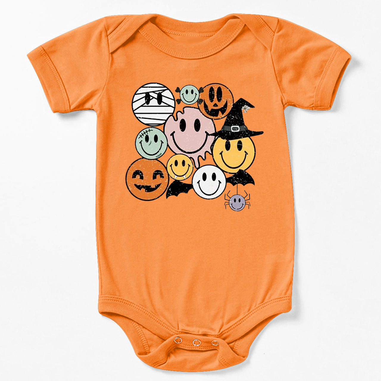  Retro Halloween Cute Ghost Natural Bodysuit For Baby