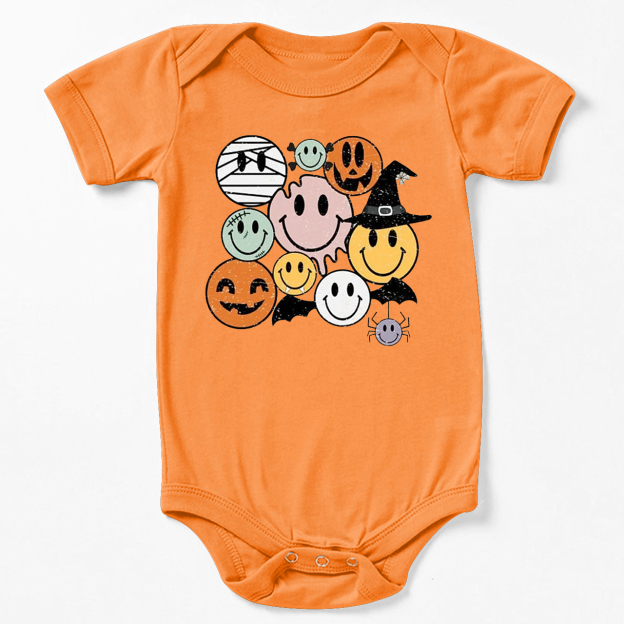  Retro Halloween Cute Ghost Natural Bodysuit For Baby