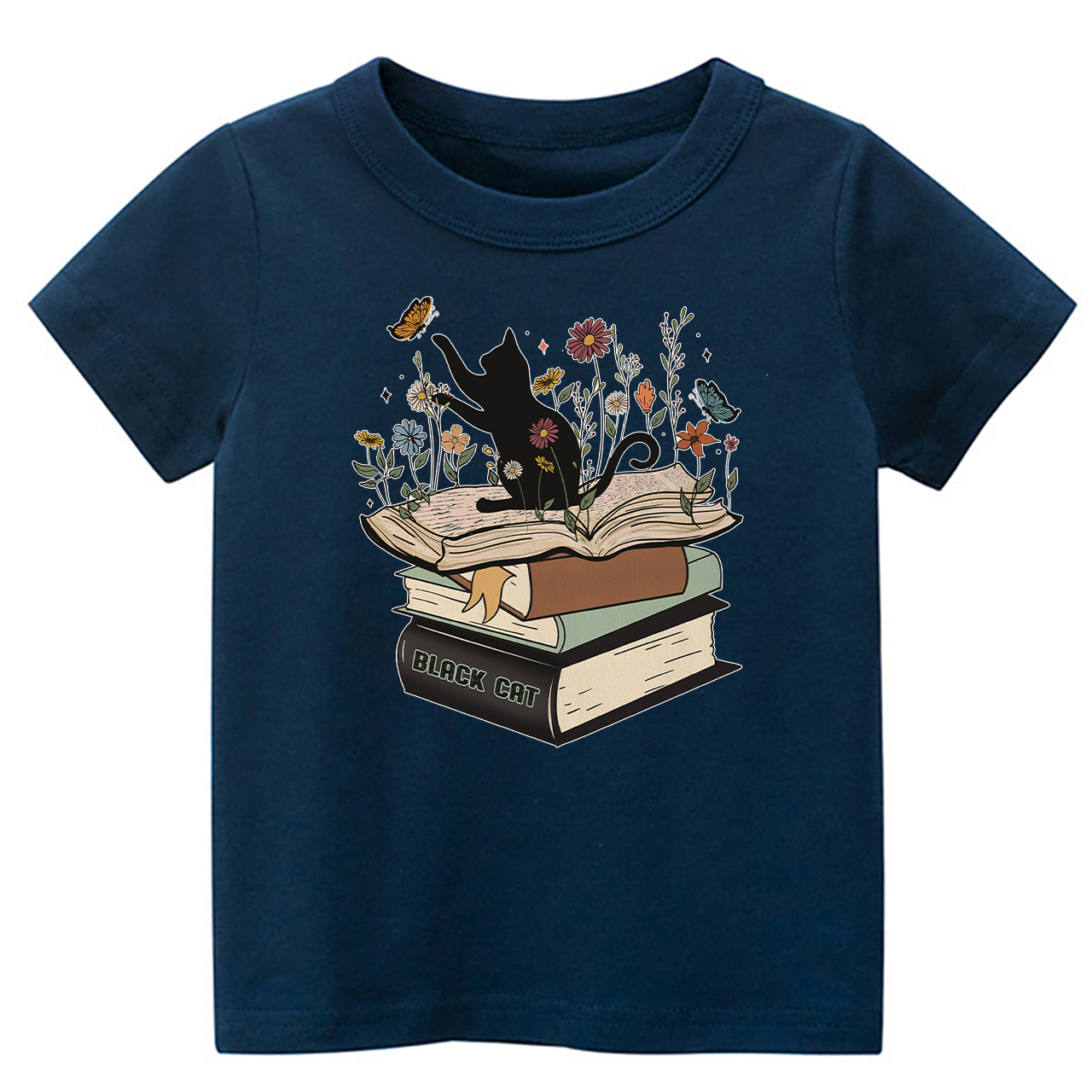 Halloween Playful Cat Flower Retro Kids Shirt 