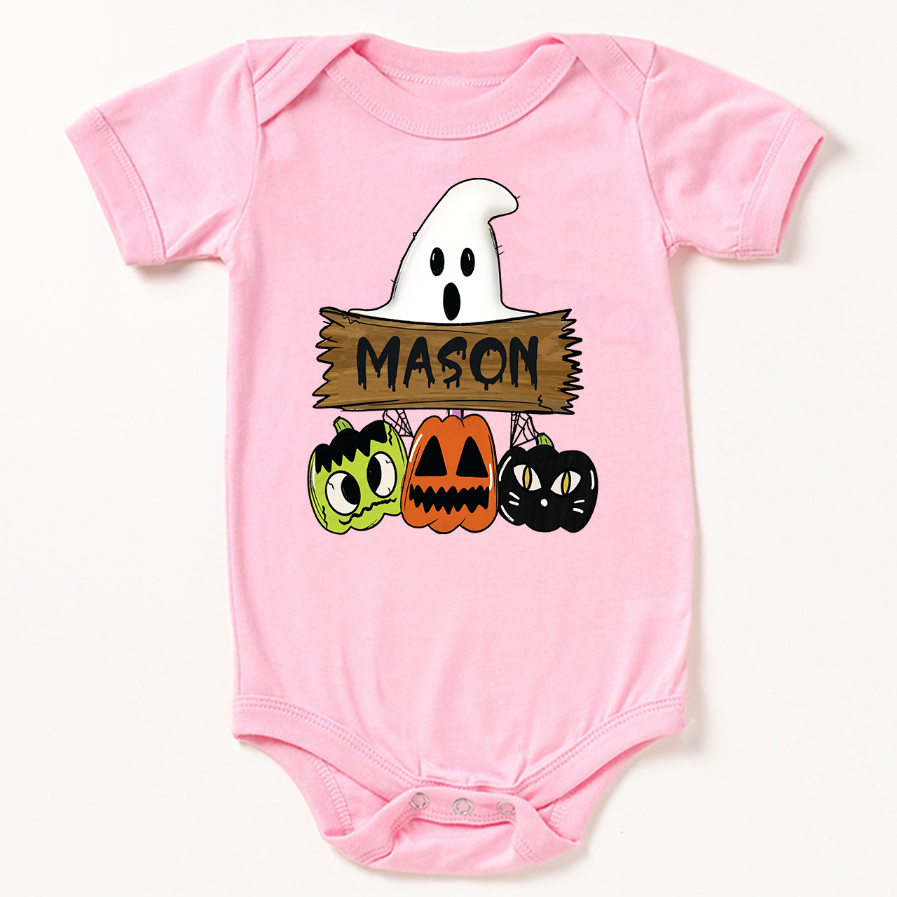 Custom Fall Halloween Pumpkin Cat Bodysuit For Baby