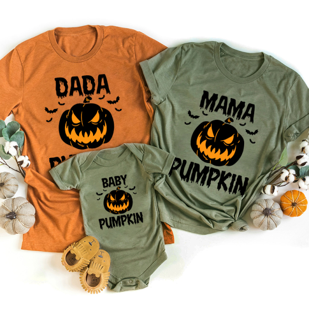 Personalized Funny Pumpkin Matching Family Halloween T-Shirts