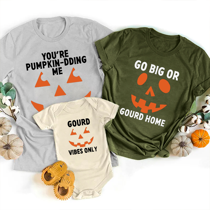 Halloween Personalized Family Pumpkin Face Matching Shirts