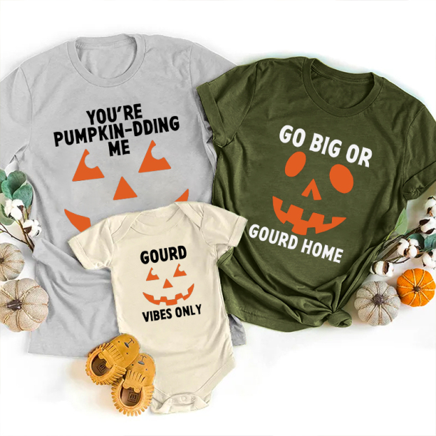 Halloween Personalized Family Pumpkin Face Matching Shirts