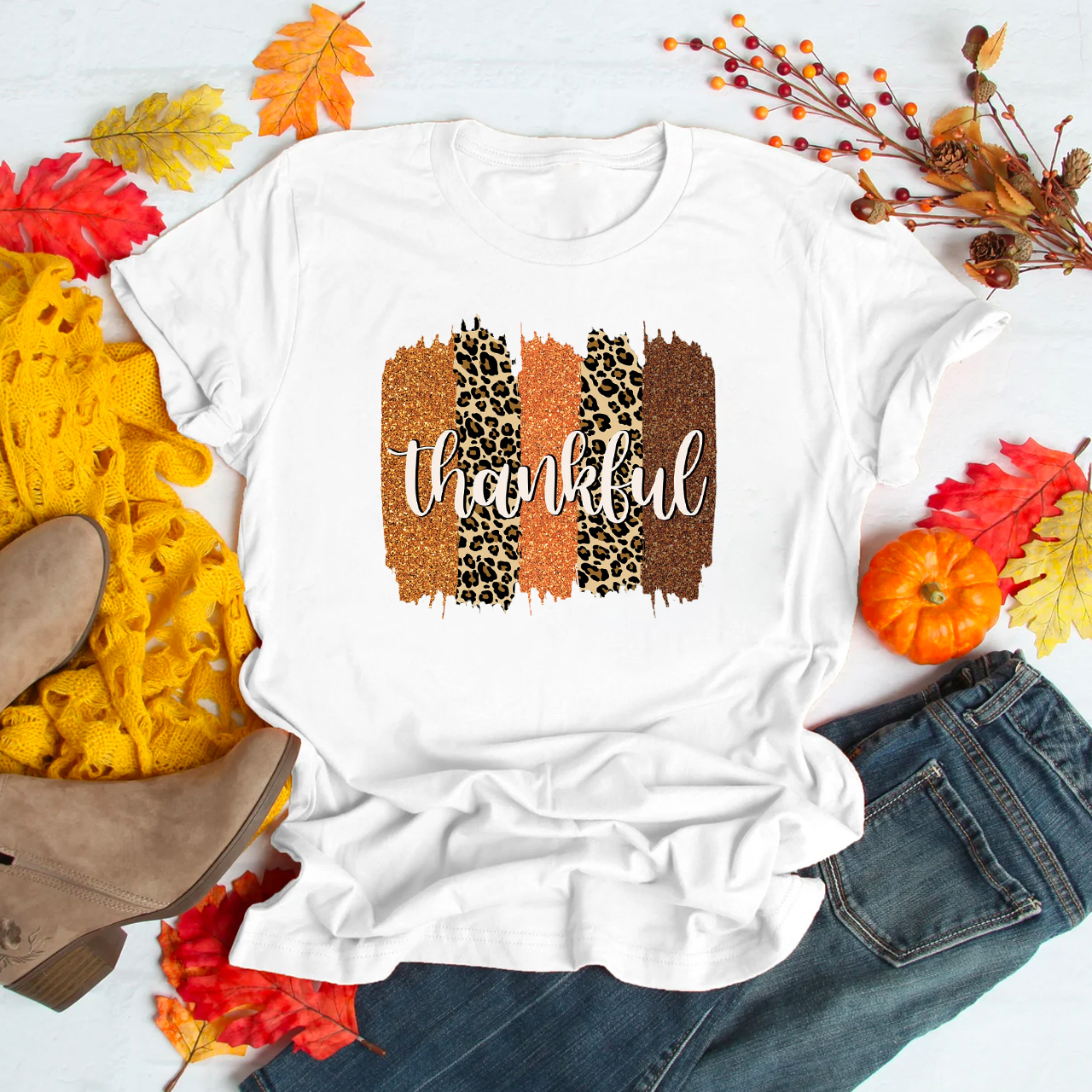 Leopard Thankful Fall Shirts