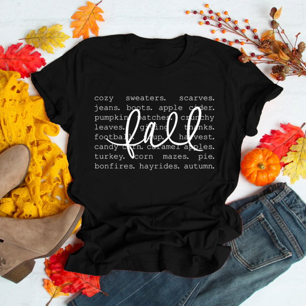 Cute Fall Graphic Words Shirts For Her