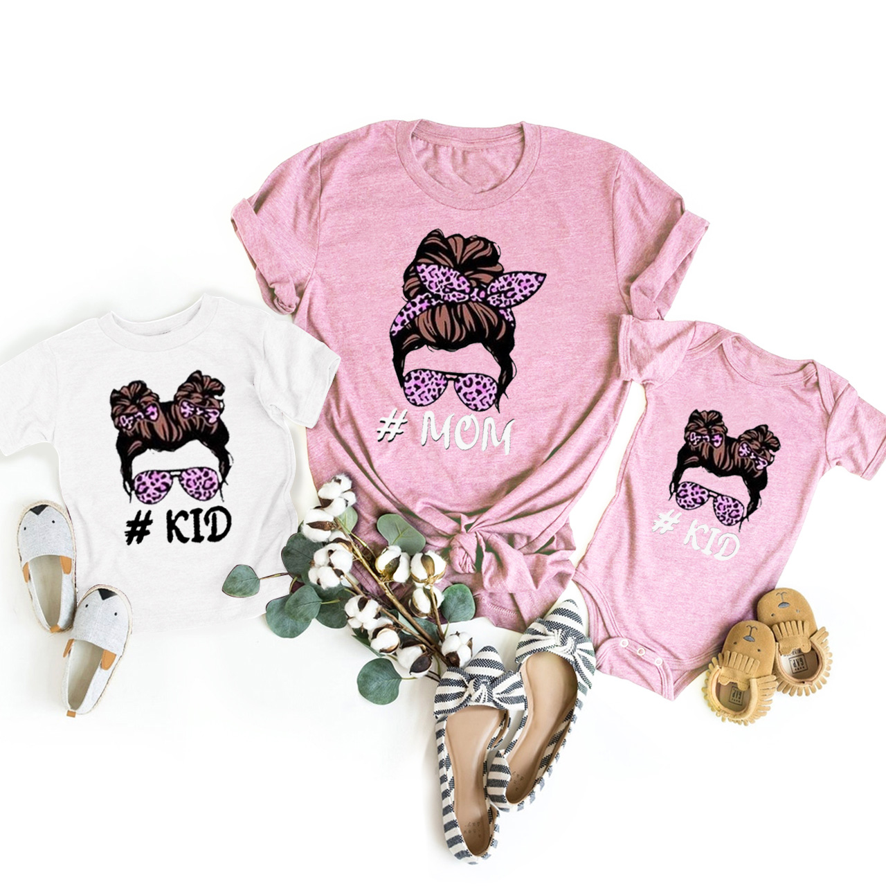 Cute Girl Sunglasses Matching Tees For Mom&Me