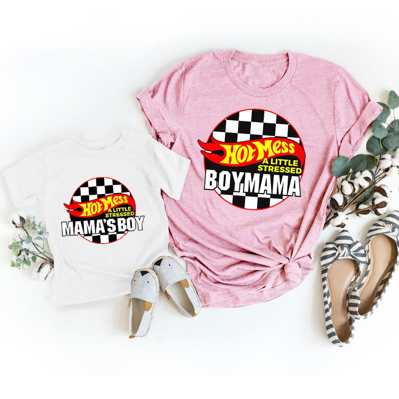 Hot Mess Boy Mama Matching Tees For Mother's Day