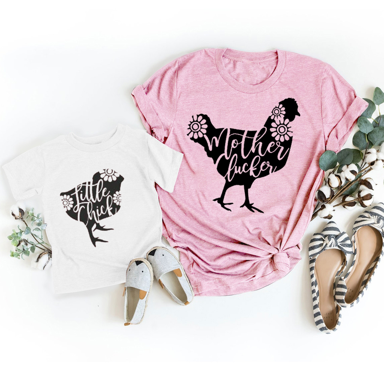 Mother Clucker&Little Chick Matching Tees For Mother's Day