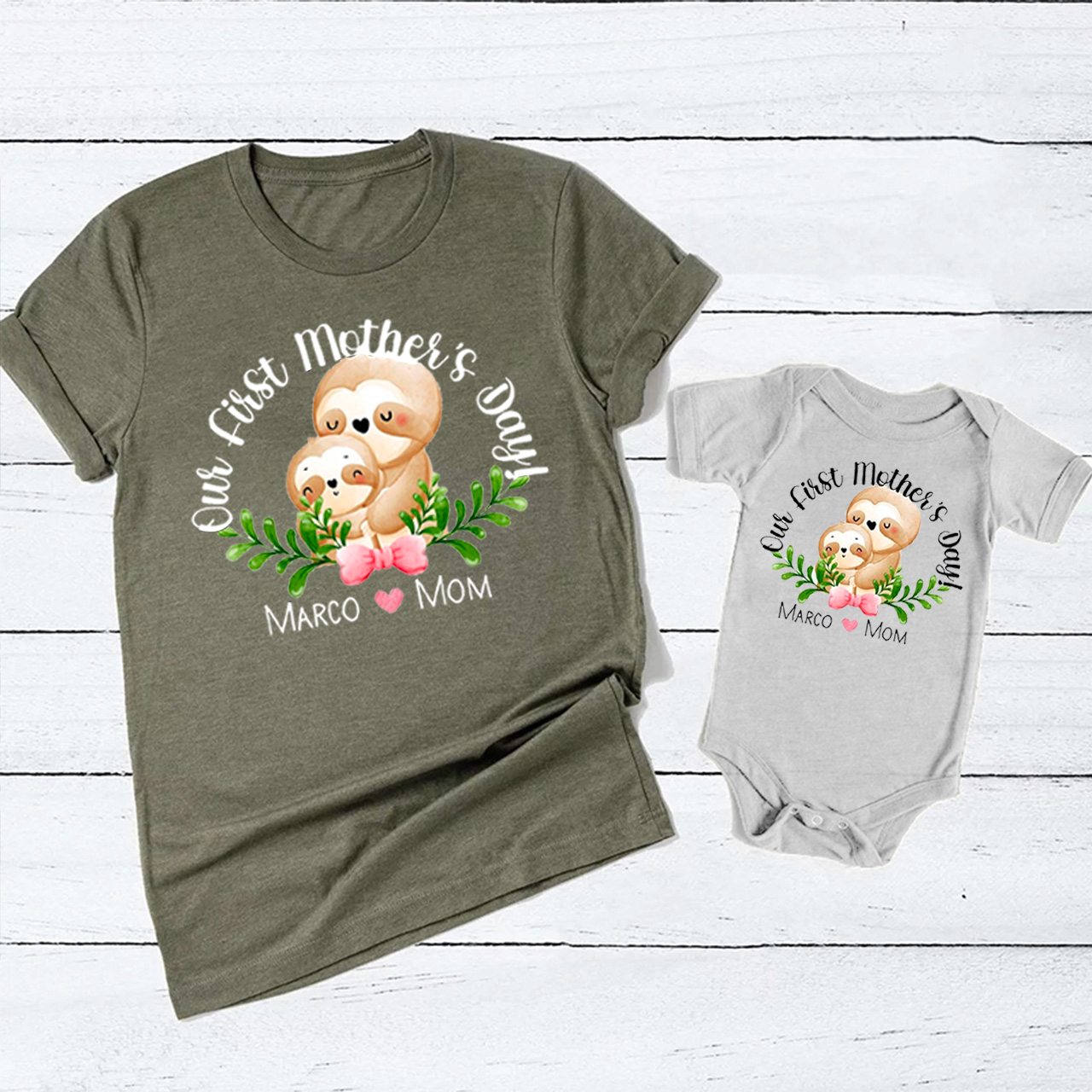 Our First Mother's Day Sloth Mom And Me Tees
