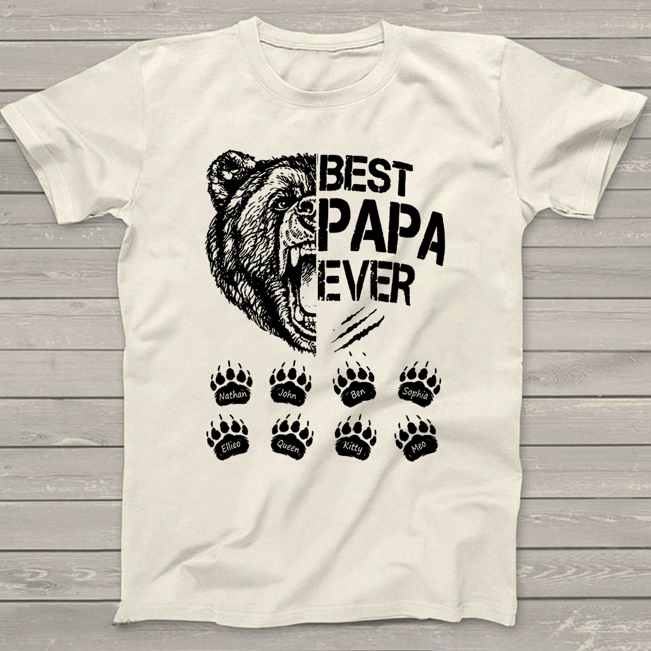 Personalization Name Papa Bear Funny Dad T shirt