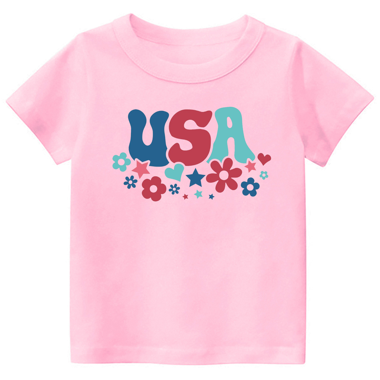 Cute USA Flower Independence Day Toddler Tee