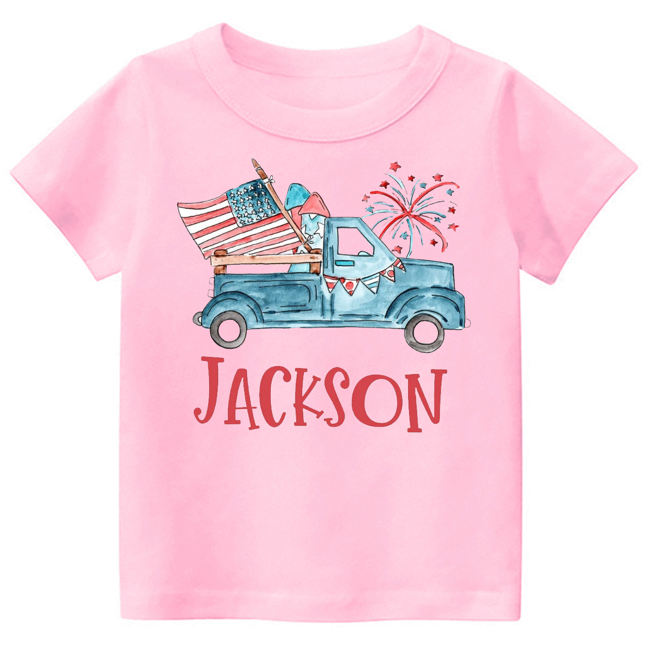 Personalized Patriotic Truck Fourth Of July Kids Shirt