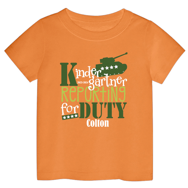 Personalized Kindergarten Reporting For Duty School Kids Shirts