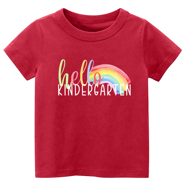 Hello Kindergarten Rainbow School Life Kids Shirts