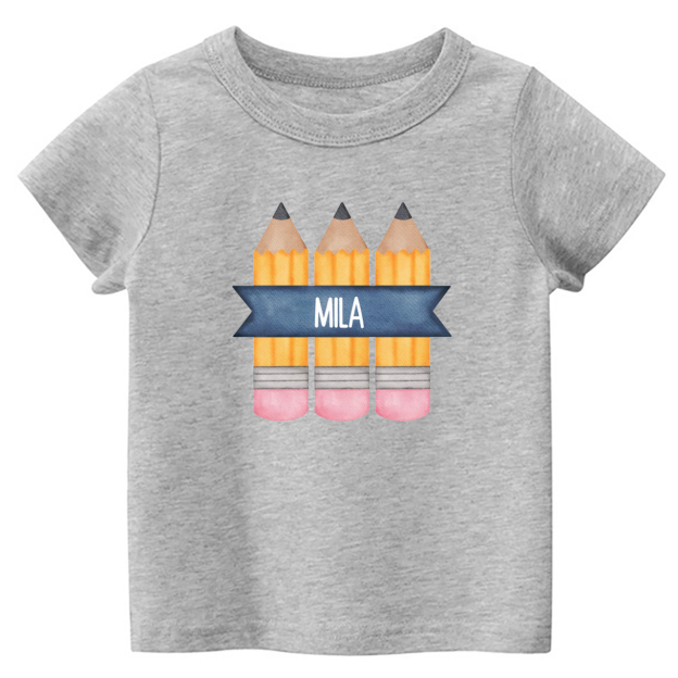 Personalized Back to School Pencil Name Kids Shirts