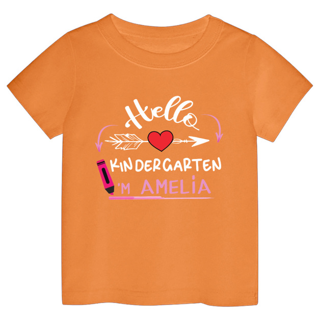 Personalized Name Hello Kindergarten School Kids T-shirts