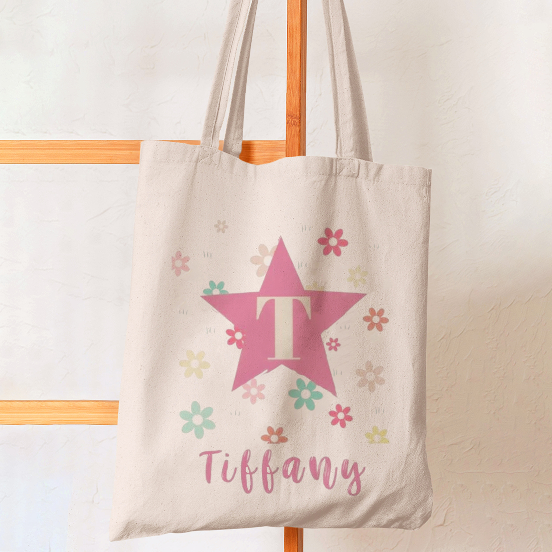 Personalized Pentagram Kids Name School Tote Bag