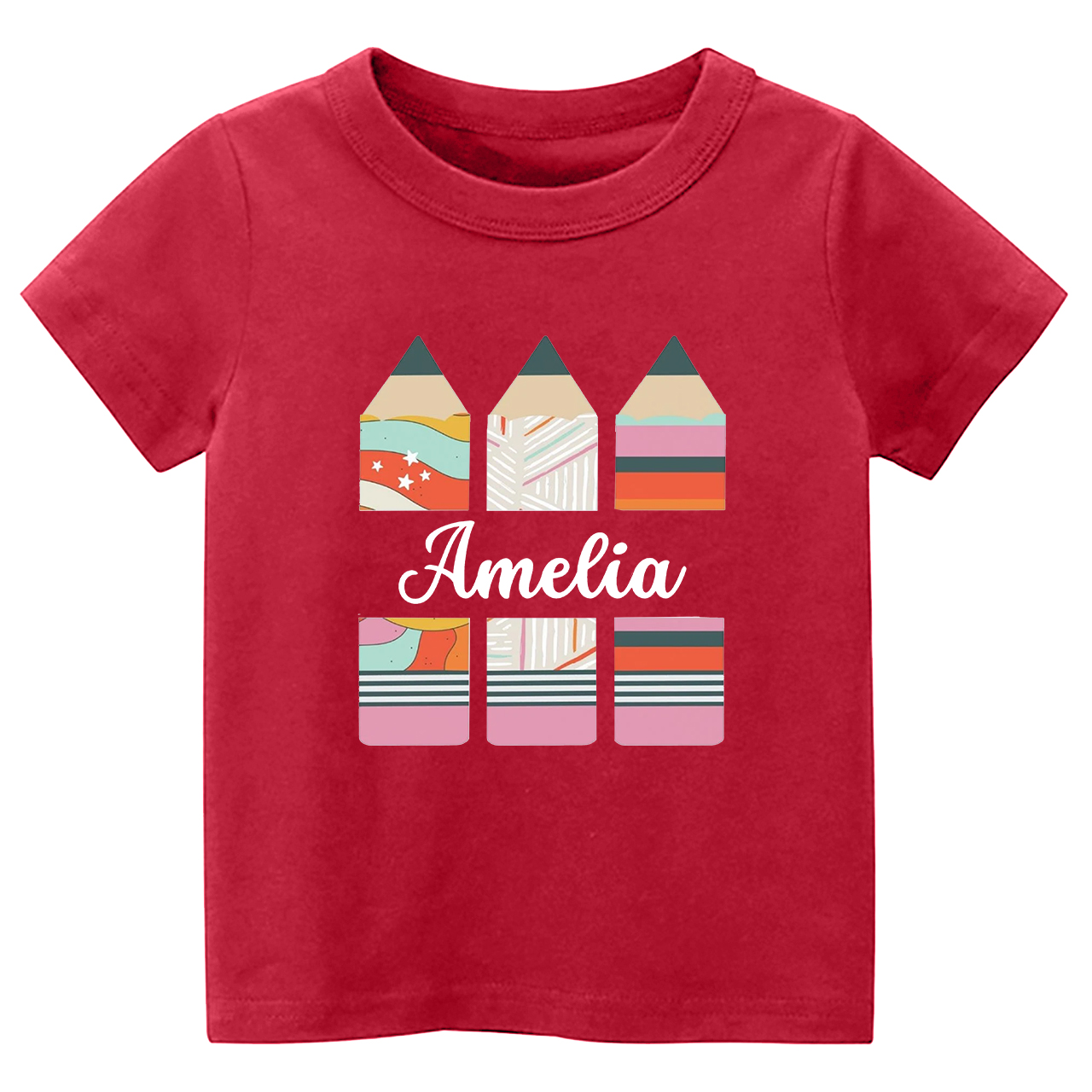 Personalized Geometric Retro Pencil Kids Shirts