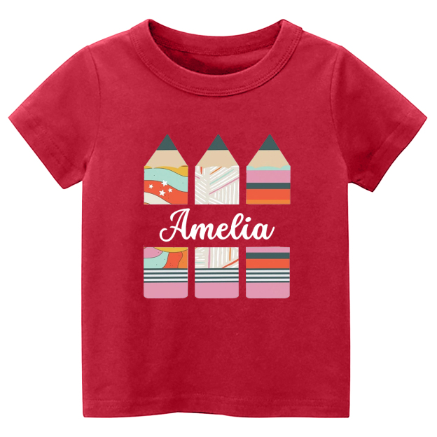 Personalized Geometric Retro Pencil Kids Shirts