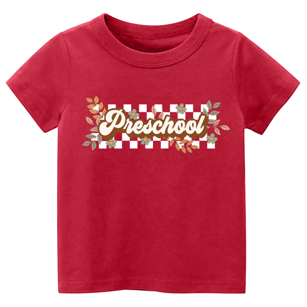 Natural Retro Floral Pre School T-shirt