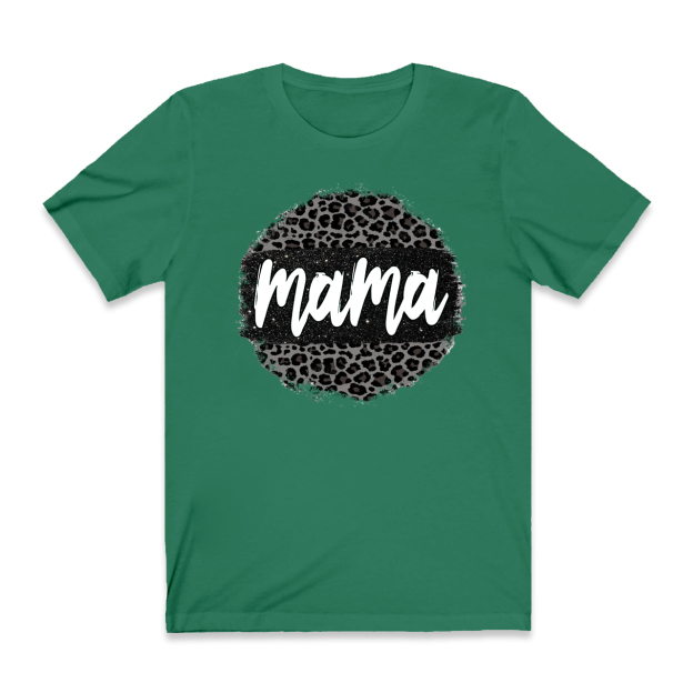 Black Leopard Mama Circle Retro T-Shirt