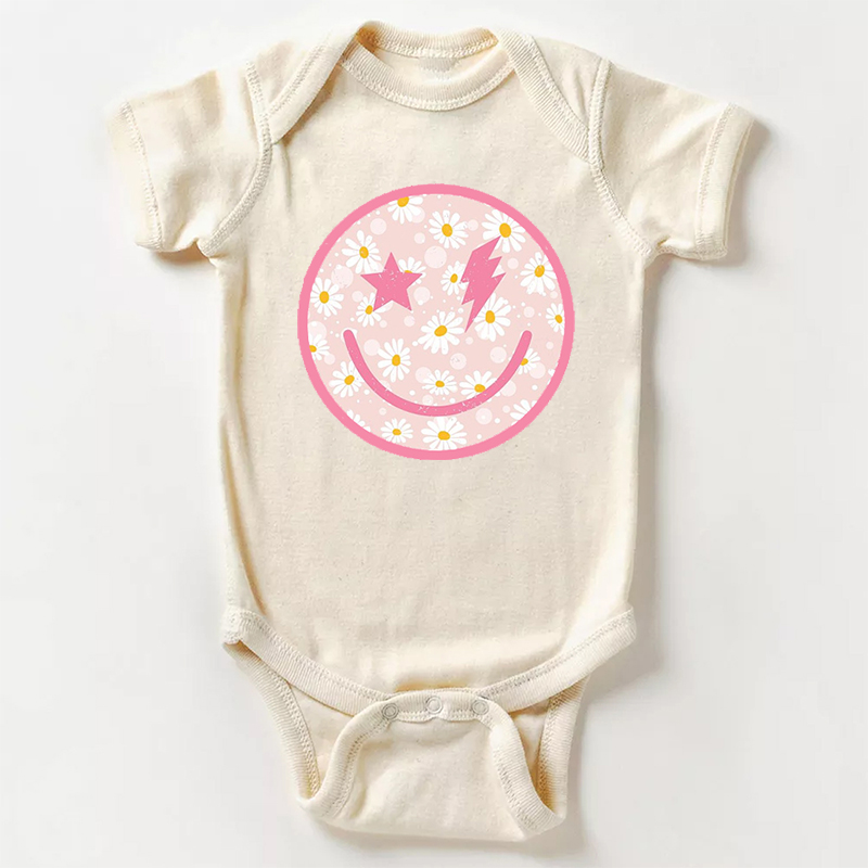 Smiley Face Daisy Graphic Bodysuit For Baby