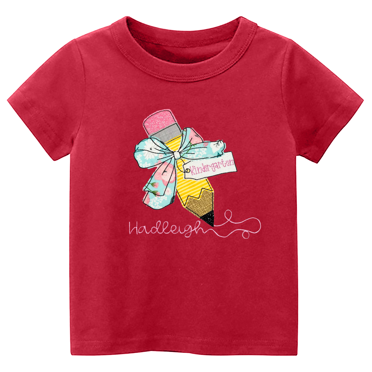 Personalized Pencil And Bow Back To School Shirt For Kids
