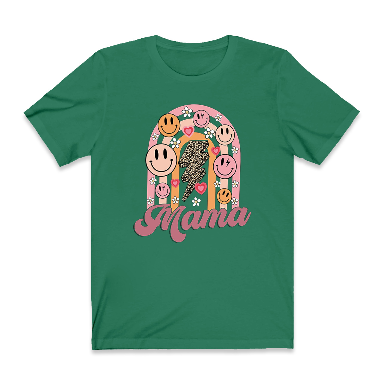 Retro Floral Heart Smiley Face Mama Tees
