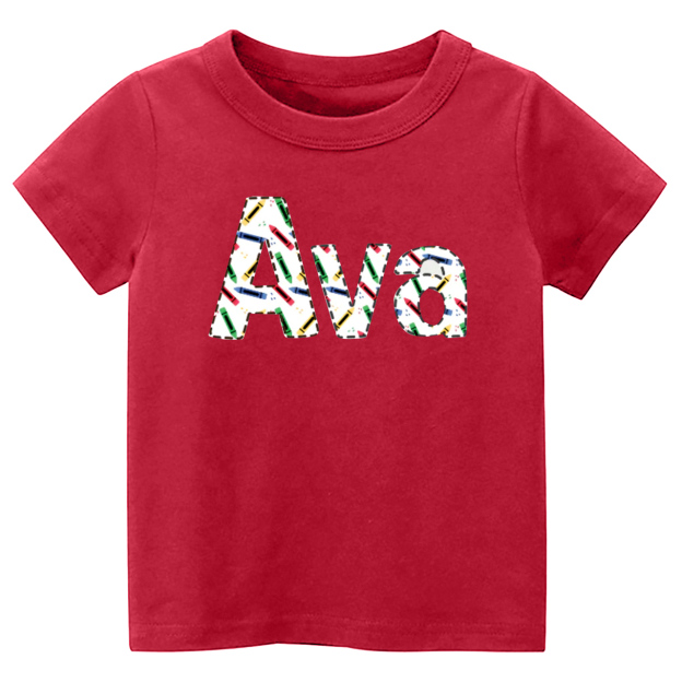 Kids Back to School Tee-Personalized Pencil Name