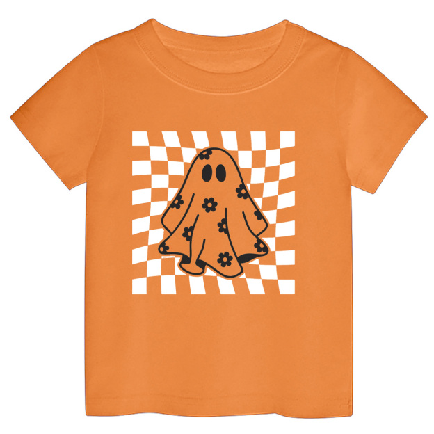 Checkered Floral Daisy Ghost Toddler Shirt