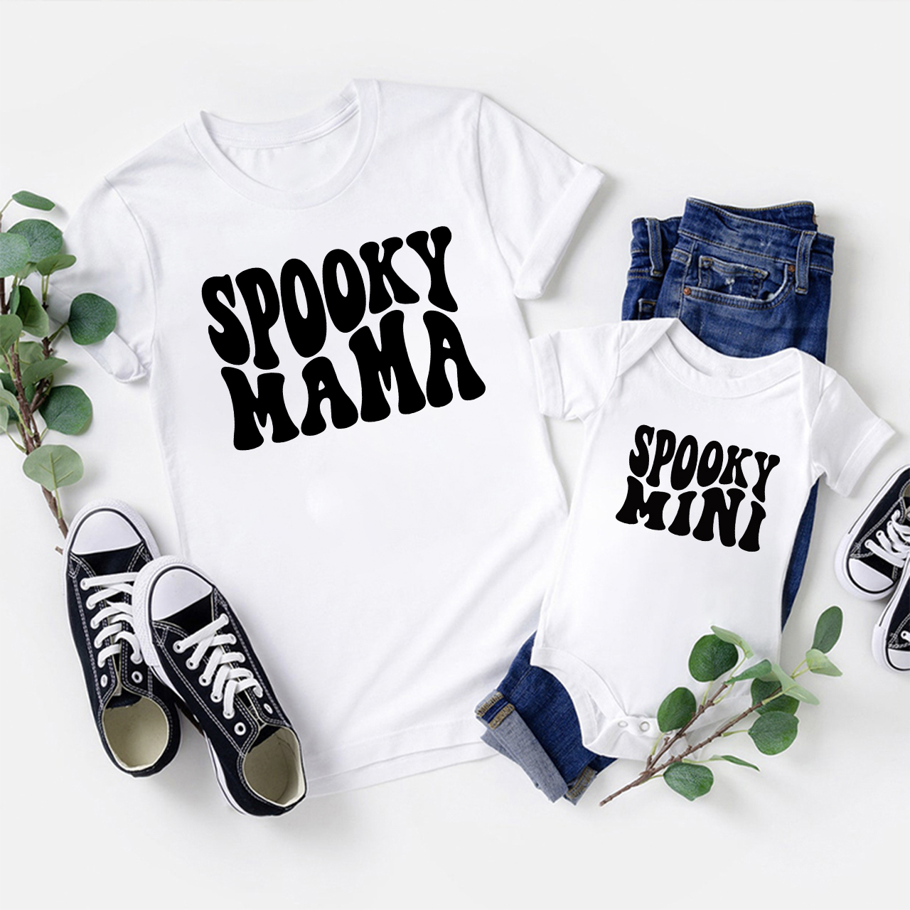 Halloween Spooky Mama Spooky Mini  Mom&Me Matching Shirt