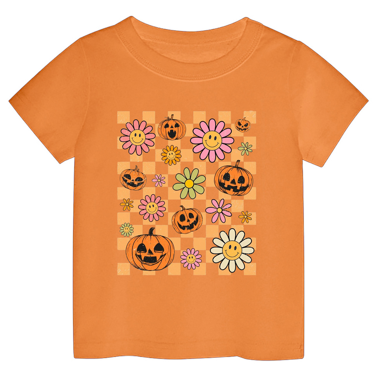 Retro Halloween Pumpkins Natural Kids Shirts