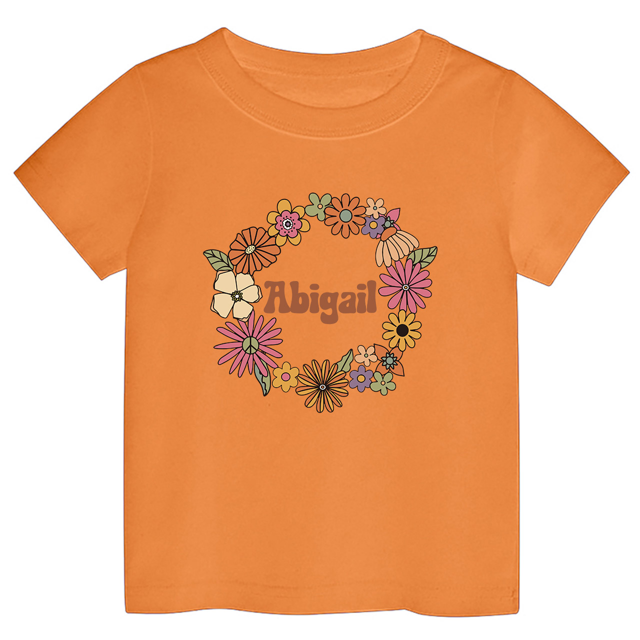 Girls Personalized Name In Floral Wreath Shirt