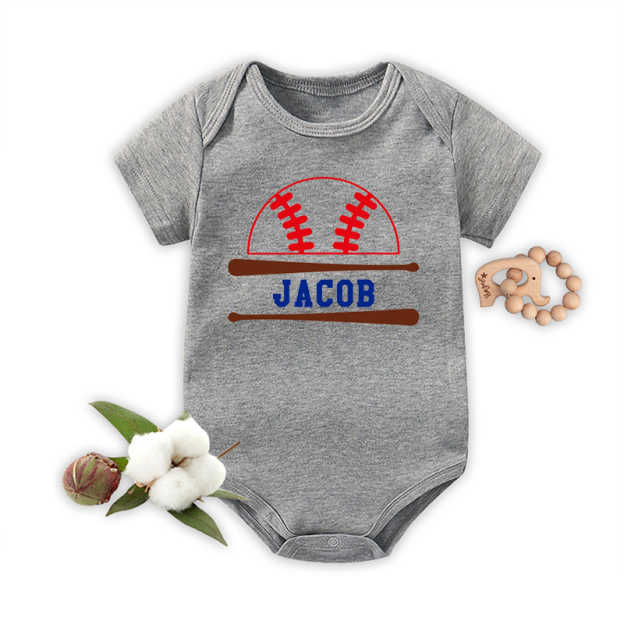 Personalized Baseball Bat Bodysuit For Baby