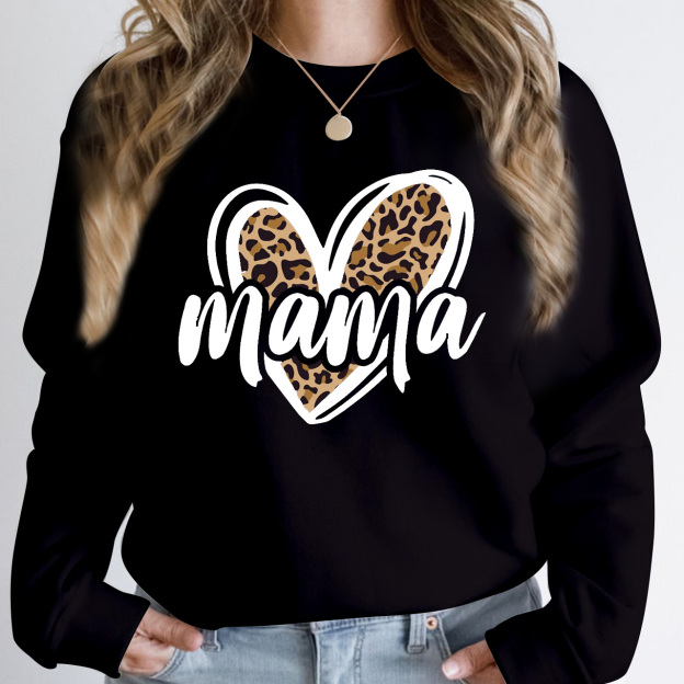 Leopard Print Heart Mom Sweatshirt