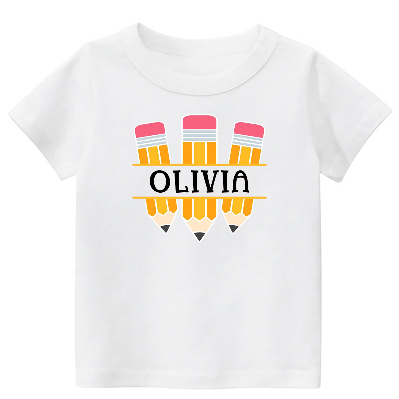 Personalized Name Three Pencil Back To School Kids Shirt