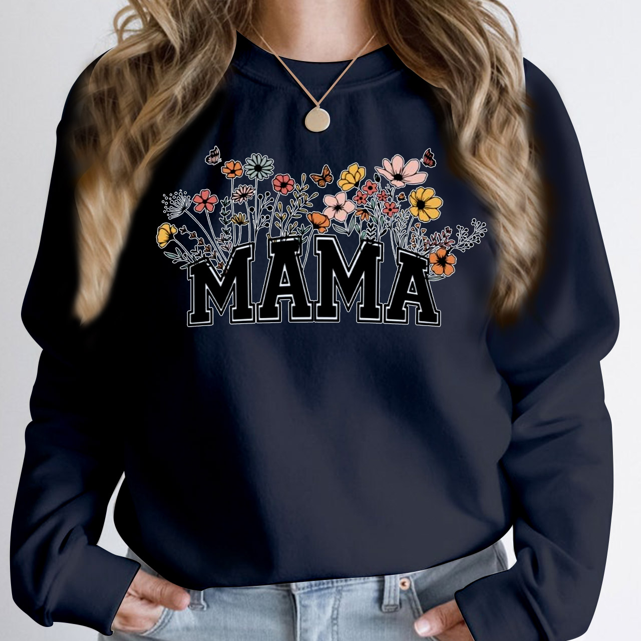 Mama With Wildflowers Gift Sweatshirt