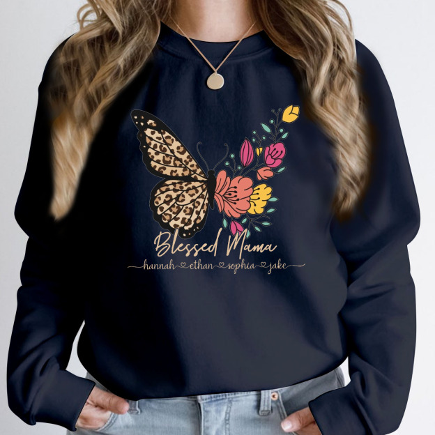Personalized Kids Name Blessed Mama Sweatshirt For Mom