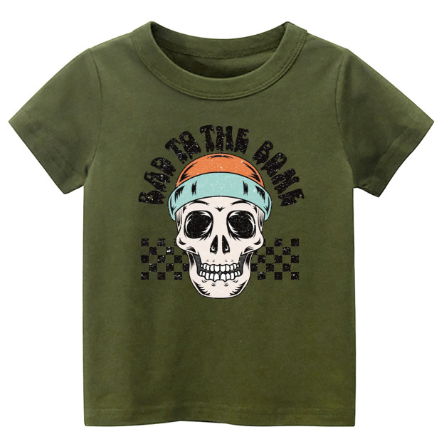 Bad To The Bone Skull Halloween Toddler Shirt