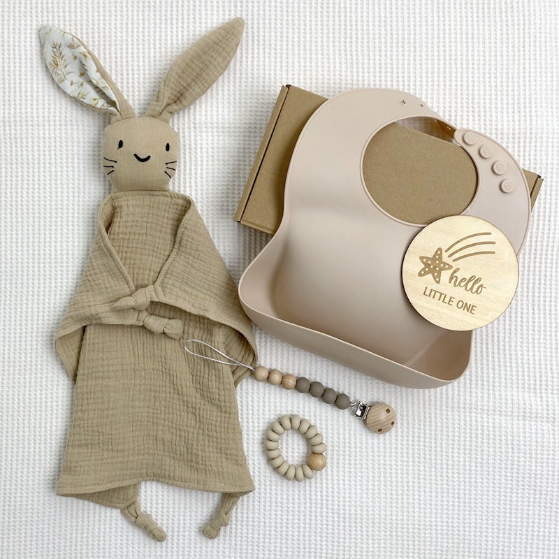 Smile Bunny Security Blanket Baby Shower Gift Box 