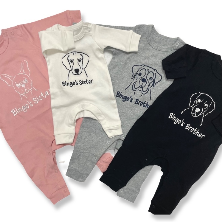 Personalized Baby Embroidery Rompers Sets (Pets)